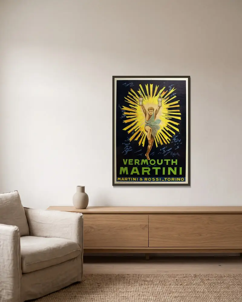 Vermouth Martini av Leonetto Cappiello inramad på en vägg