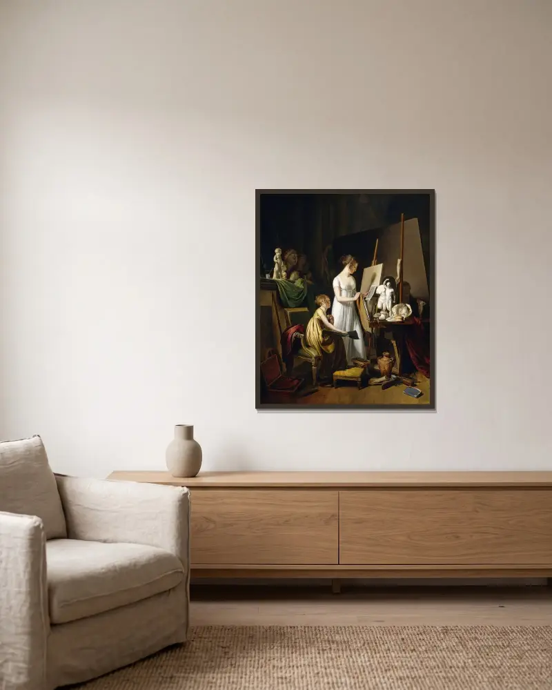 En målares ateljé av Louis-Léopold Boilly inramad på en vägg