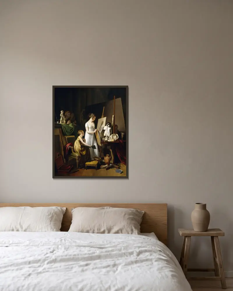En målares ateljé av Louis-Léopold Boilly inramad på en vägg