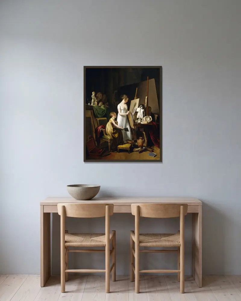 En målares ateljé av Louis-Léopold Boilly inramad på en vägg