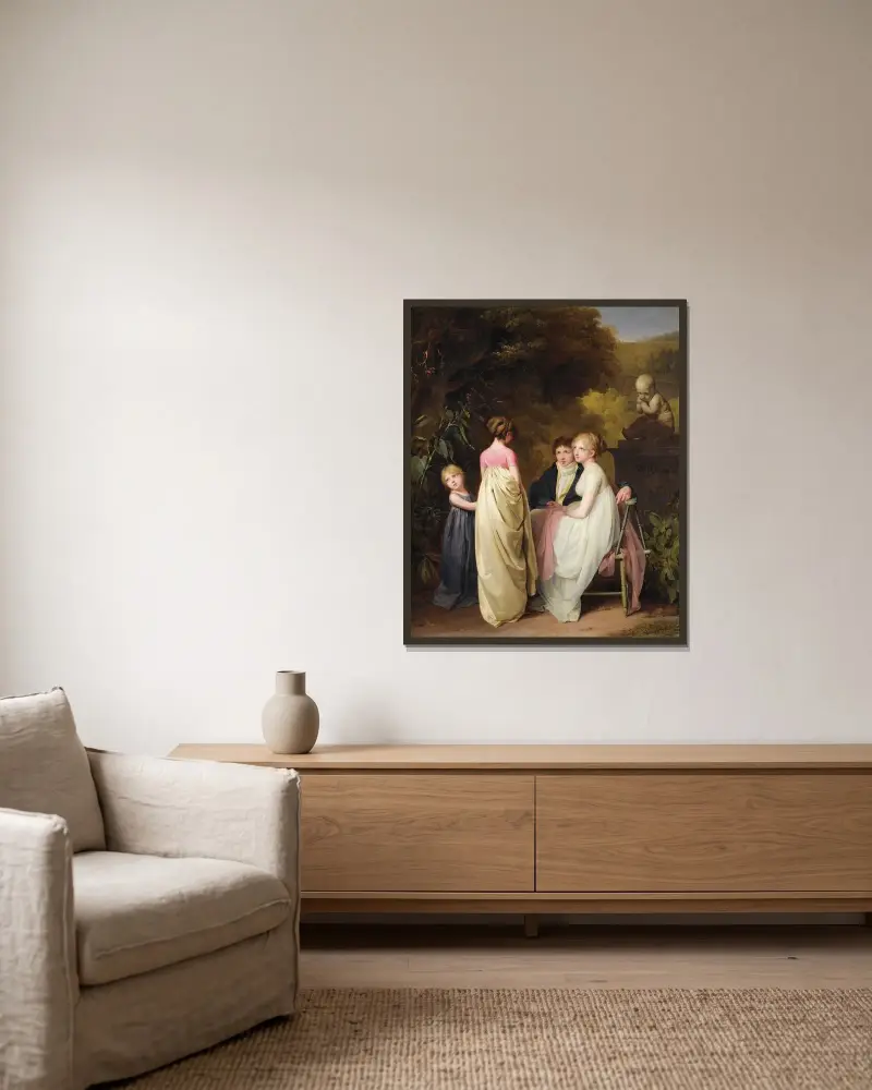 Gespräch in einem Park von Louis-Léopold Boilly gerahmt an einer Wand