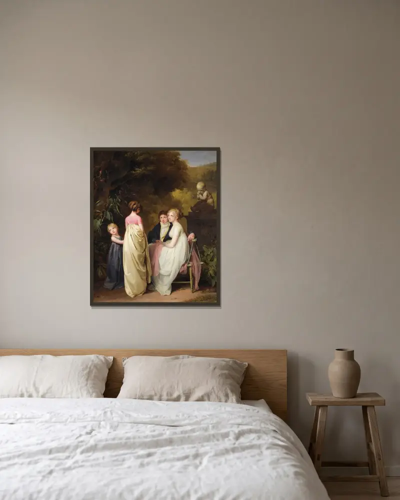 Gespräch in einem Park von Louis-Léopold Boilly gerahmt an einer Wand