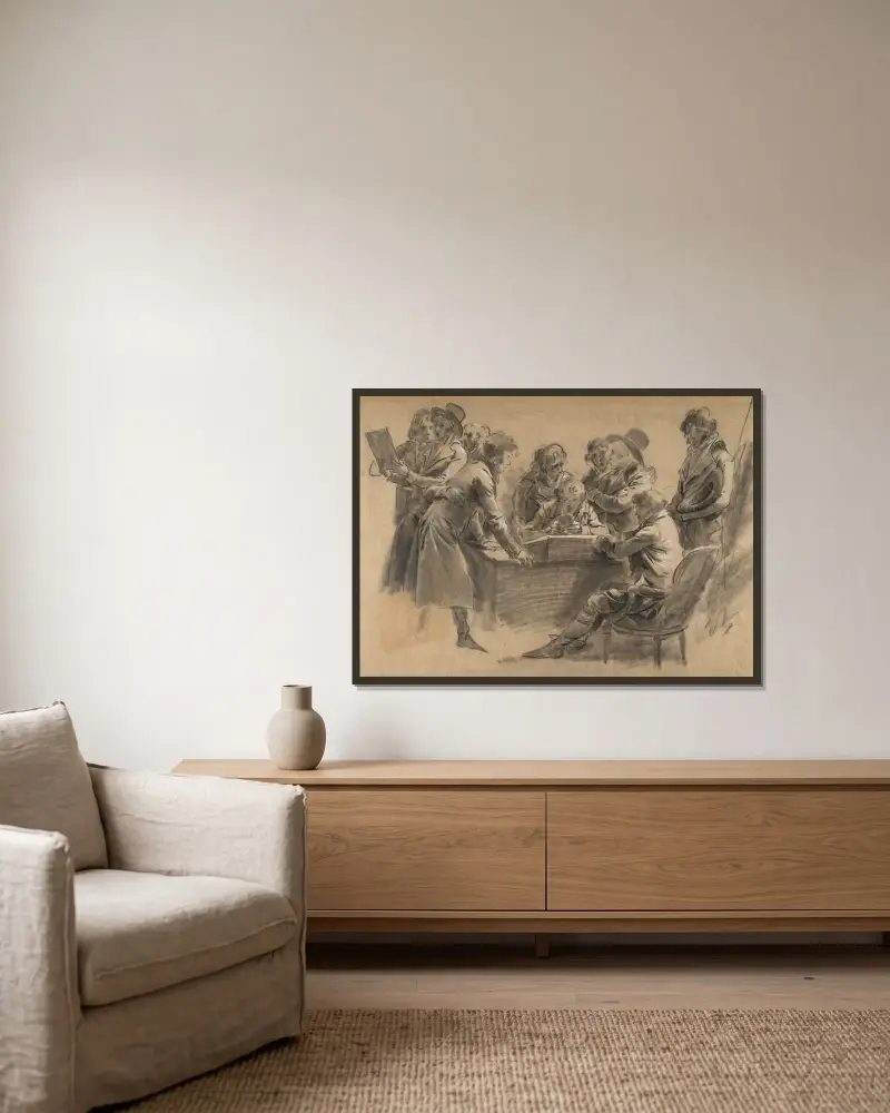 Künstlergruppe in Jean-Baptiste Isabeys Atelier von Louis-Léopold Boilly gerahmt an einer Wand