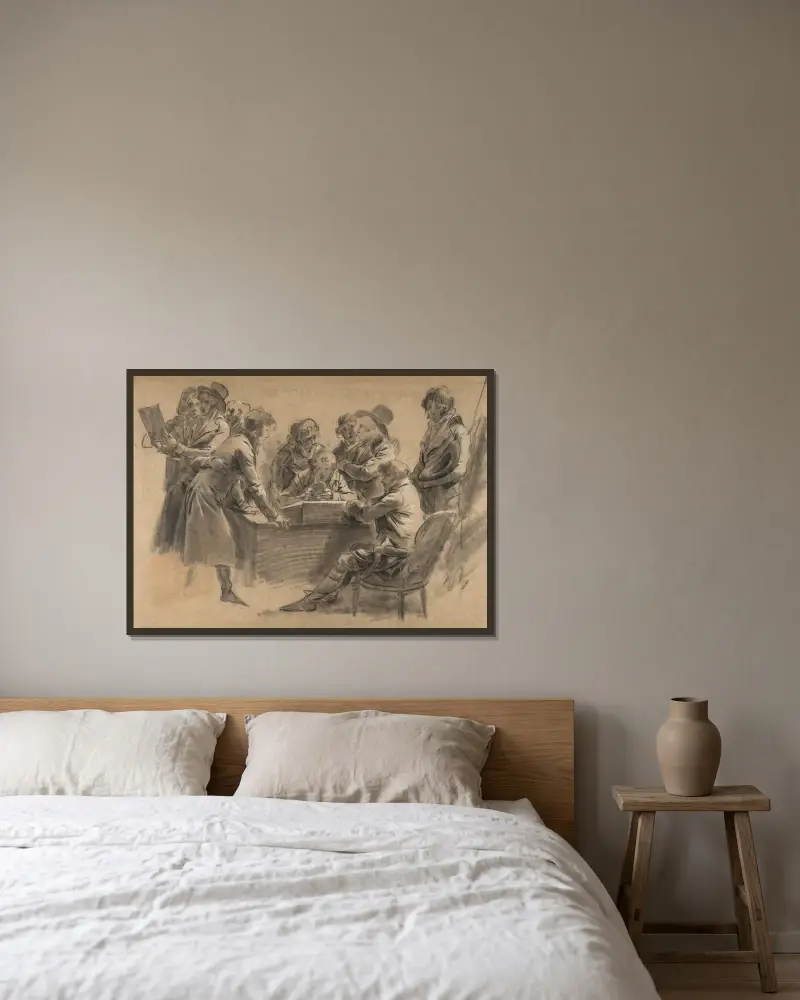 Künstlergruppe in Jean-Baptiste Isabeys Atelier von Louis-Léopold Boilly gerahmt an einer Wand