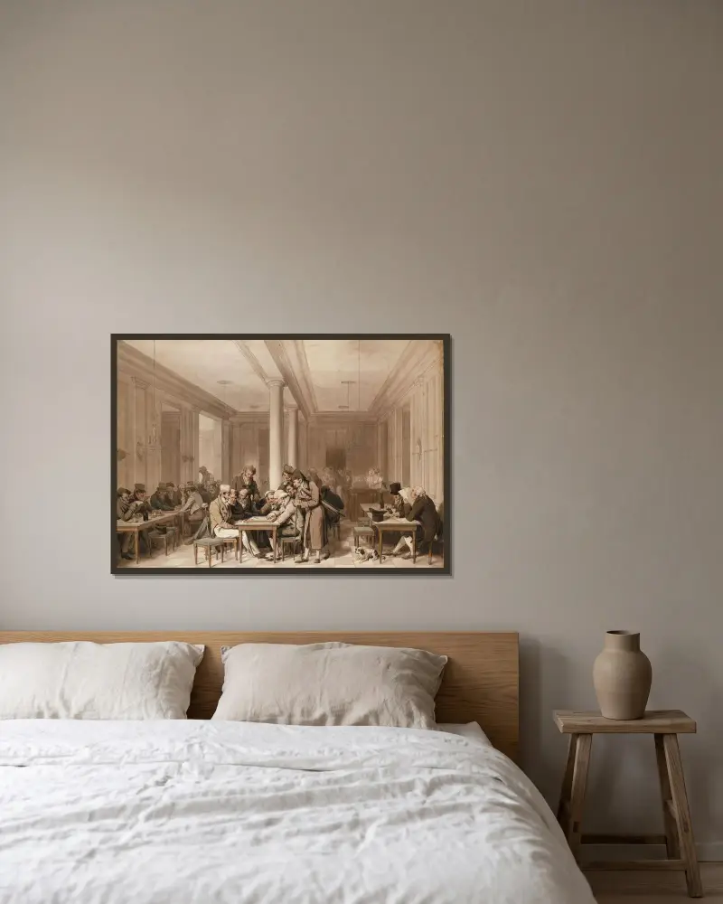 Interiör från ett stort parisiskt kafé av Louis-Léopold Boilly inramad på en vägg