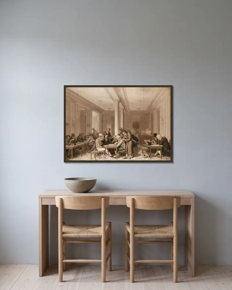 Interiör från ett stort parisiskt kafé av Louis-Léopold Boilly inramad på en vägg