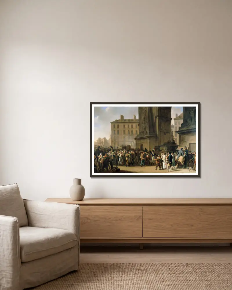 Les Conscrits de 1807 Défilant Devant La Porte Saint-Denis av Louis-Léopold Boilly inramad på en vägg