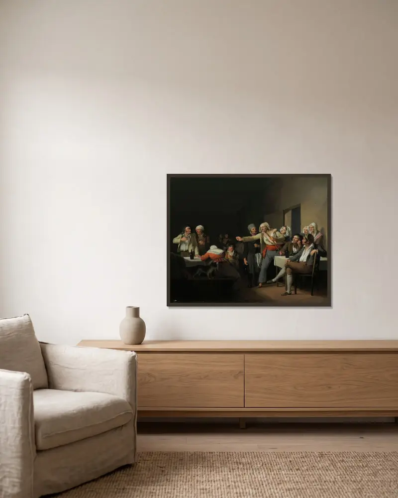 Les Hommes se disputent von Louis-Léopold Boilly gerahmt an einer Wand