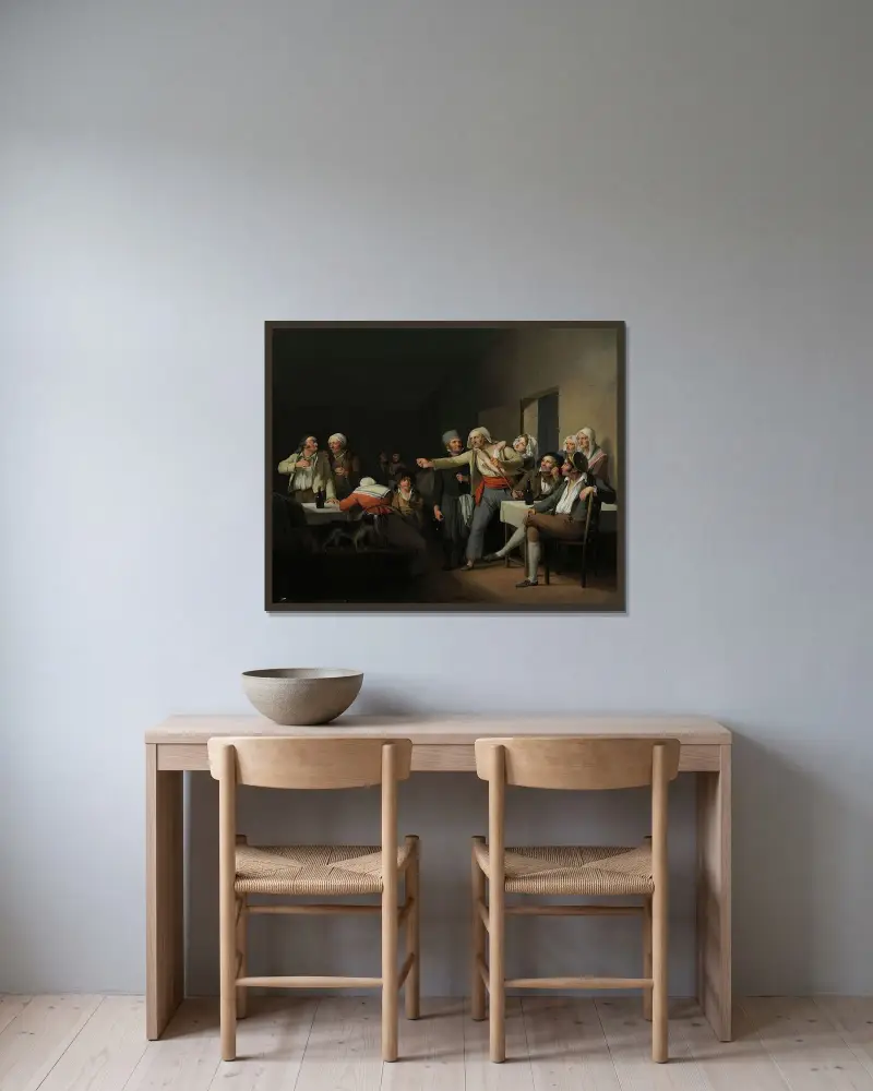 Les Hommes se disputent von Louis-Léopold Boilly gerahmt an einer Wand