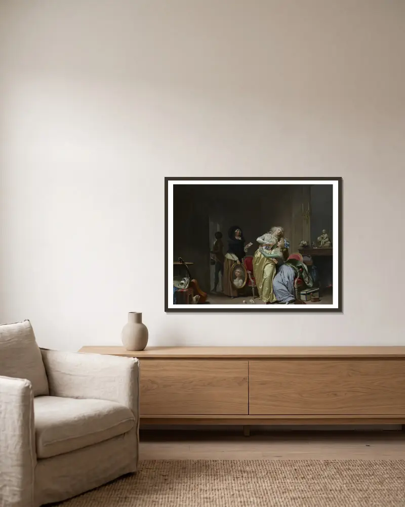 Die Leiden der Liebe von Louis-Léopold Boilly gerahmt an einer Wand