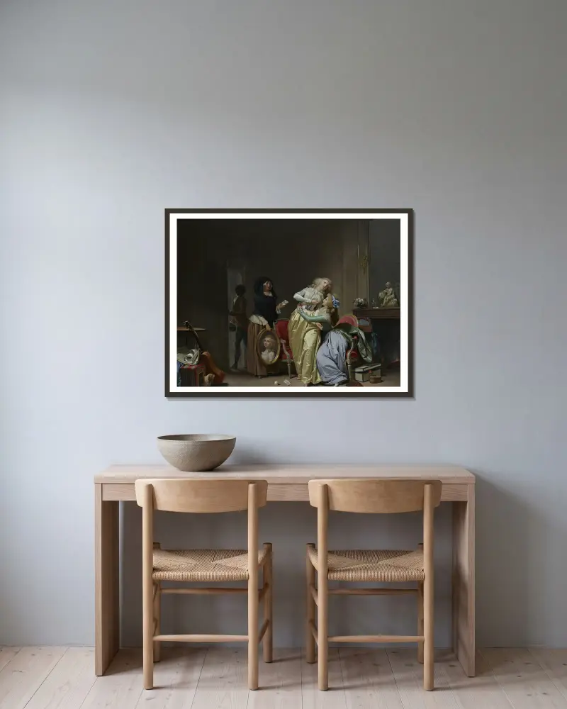 Die Leiden der Liebe von Louis-Léopold Boilly gerahmt an einer Wand