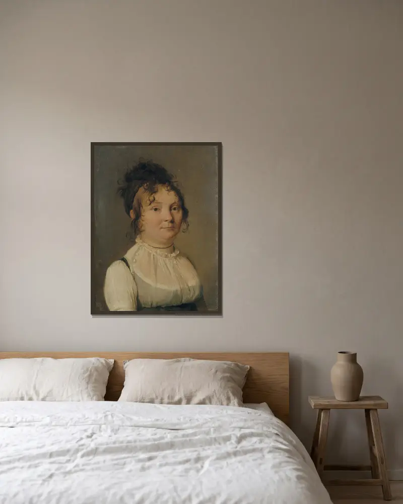 Portrait de Madame Corsse av Louis-Léopold Boilly inramad på en vägg