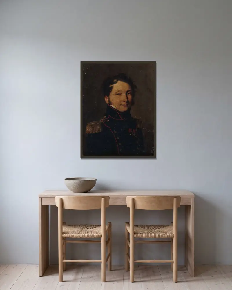 Portret kapitana Jules'a Raulina, Louis-Léopold Boilly w ramie na ścianie