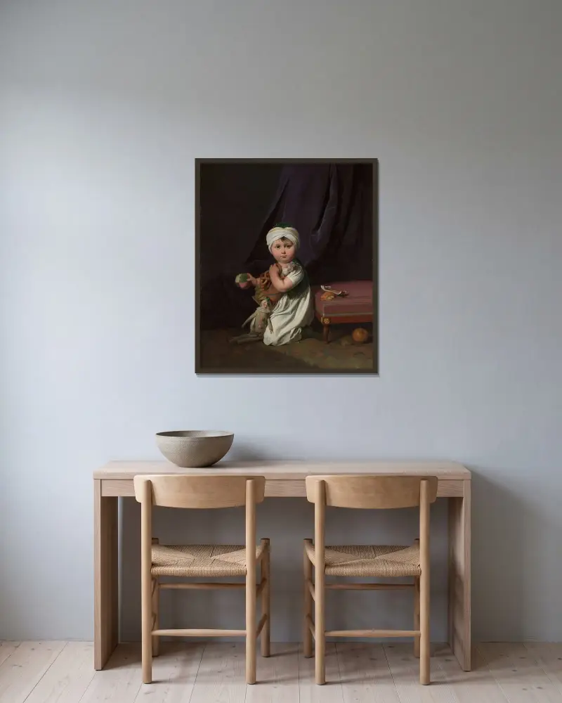 Porträt eines Jungen von Louis-Léopold Boilly gerahmt an einer Wand