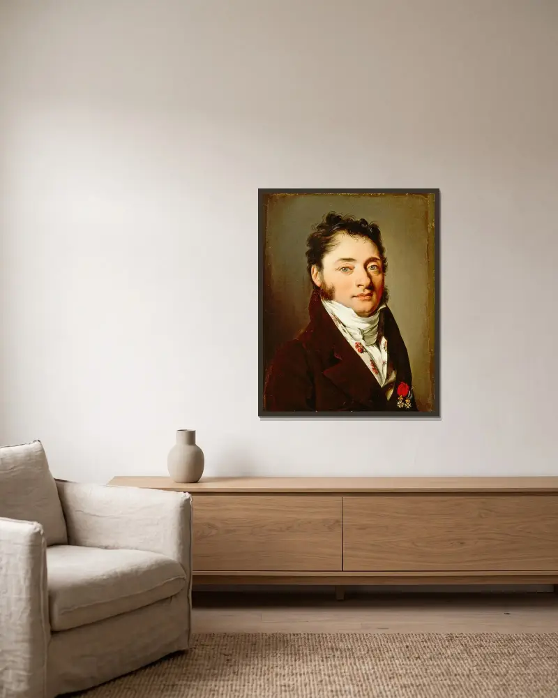 Porträtt av en gentleman av Louis-Léopold Boilly inramad på en vägg