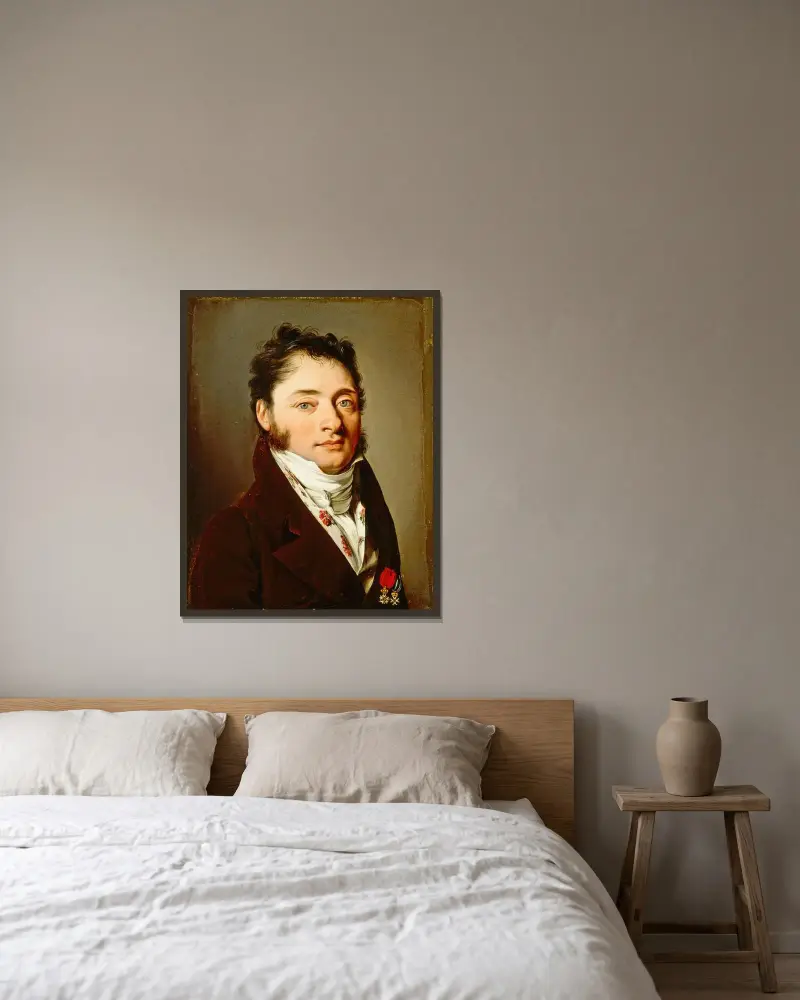 Porträtt av en gentleman av Louis-Léopold Boilly inramad på en vägg