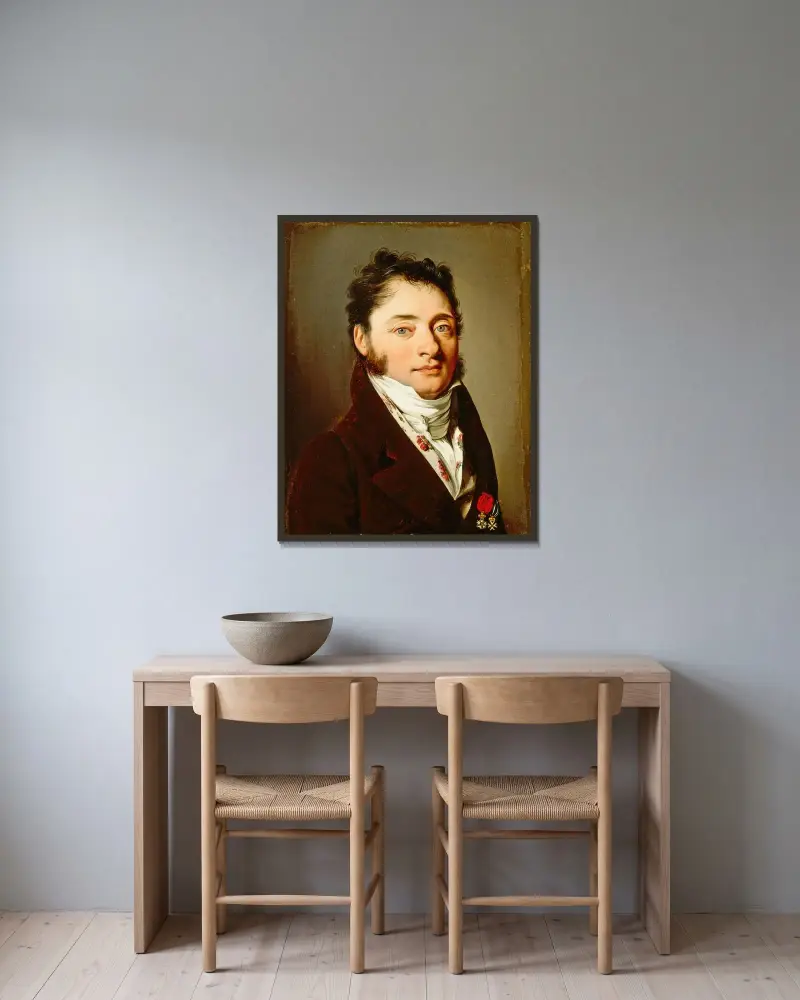 Porträtt av en gentleman av Louis-Léopold Boilly inramad på en vägg