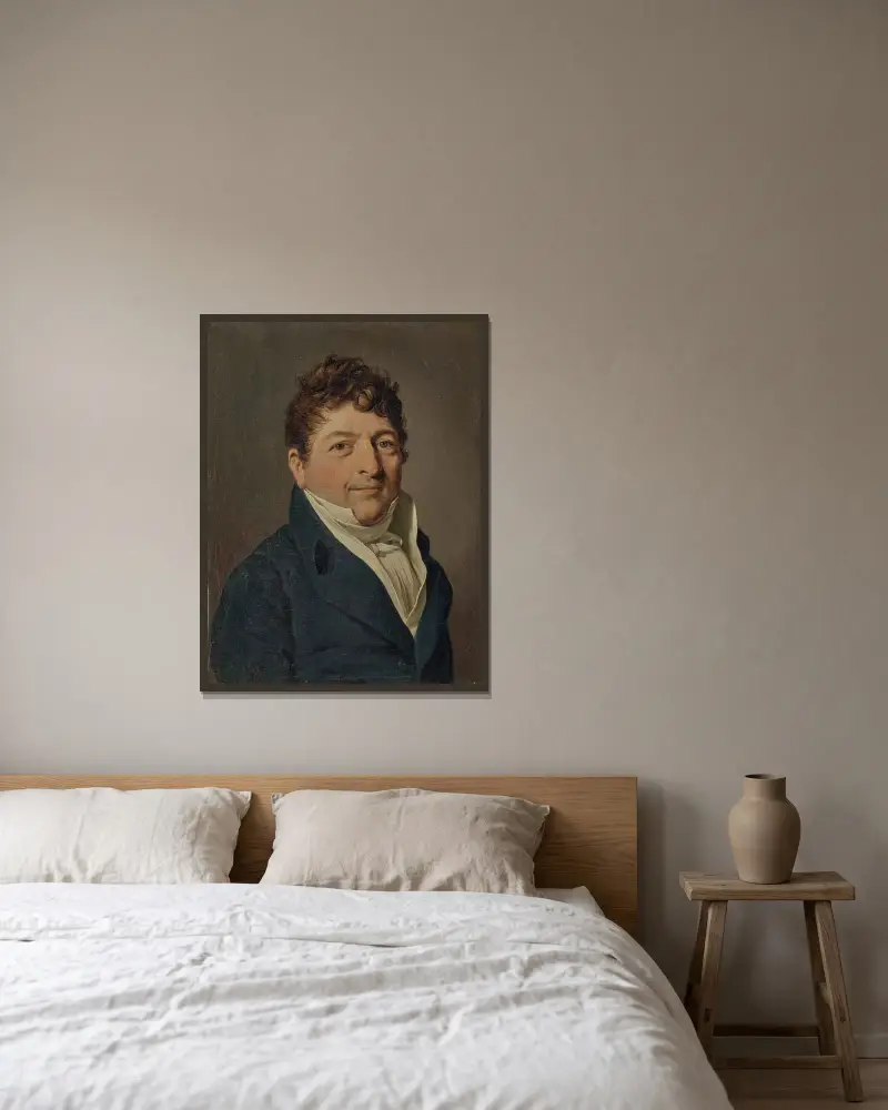 Porträtt av en man, traditionellt kallad markis Jacques-Rose de Voisins av Louis-Léopold Boilly inramad på en vägg