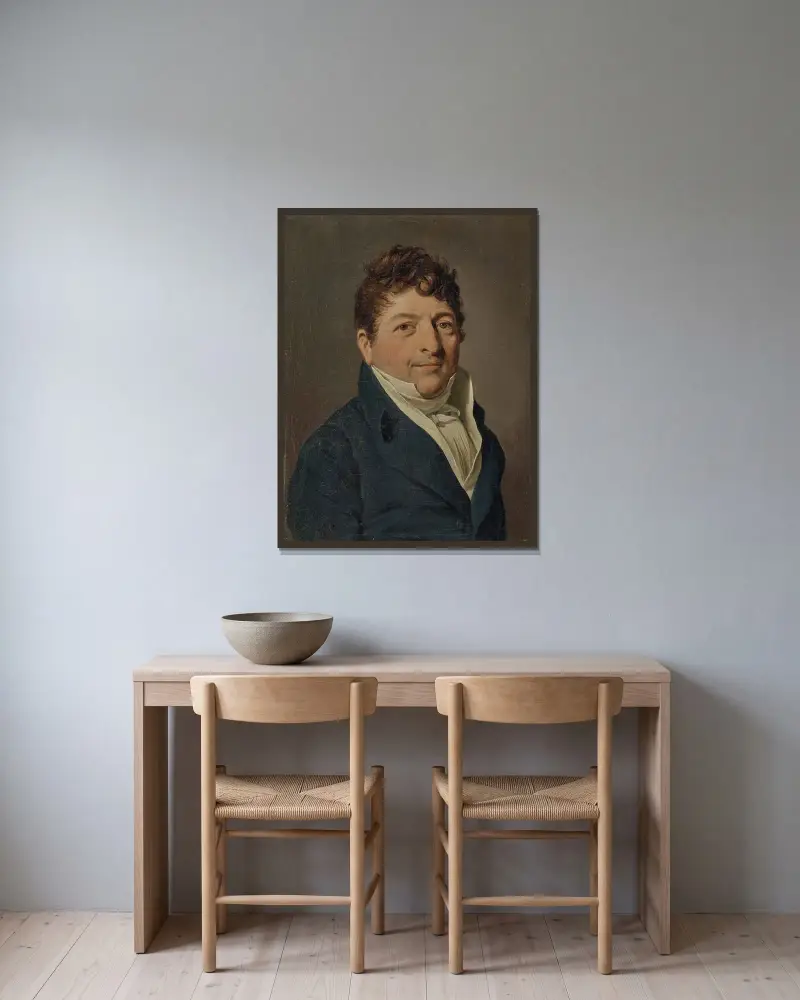 Porträtt av en man, traditionellt kallad markis Jacques-Rose de Voisins av Louis-Léopold Boilly inramad på en vägg