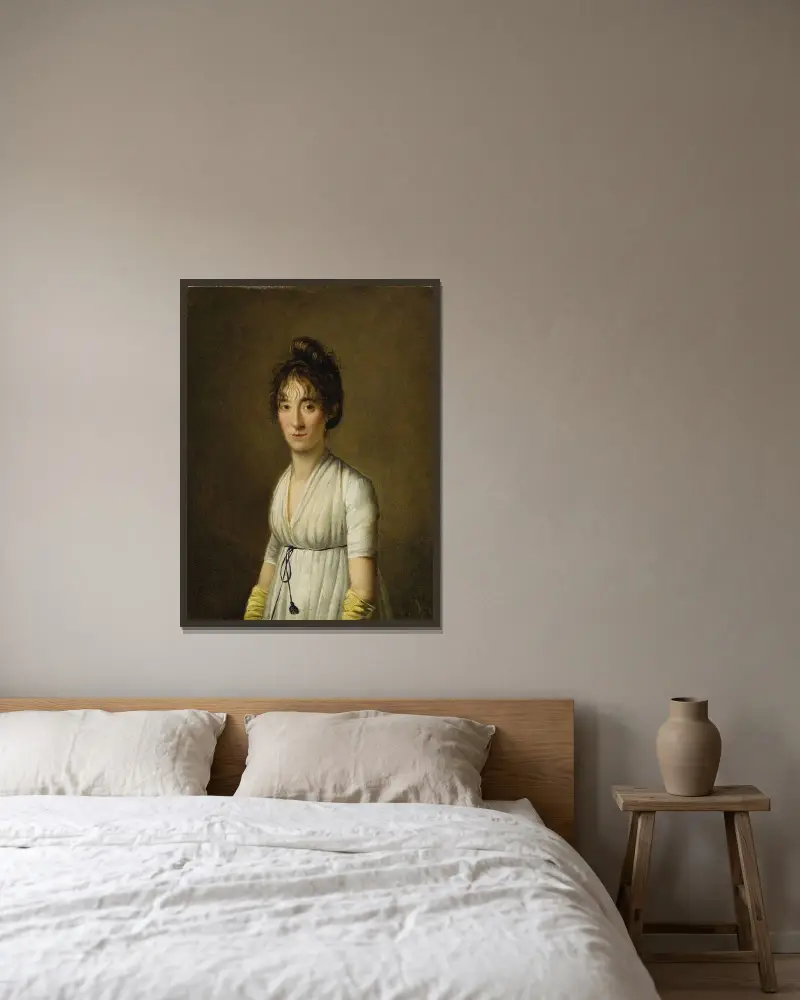 Porträtt av en kvinna av Louis-Léopold Boilly inramad på en vägg