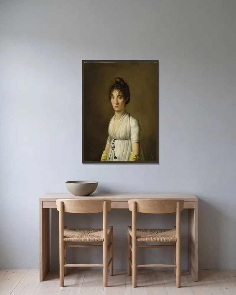 Porträtt av en kvinna av Louis-Léopold Boilly inramad på en vägg