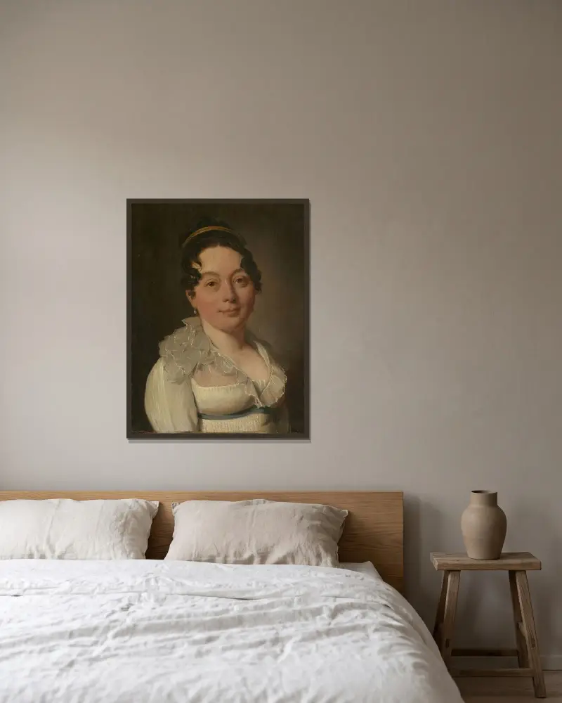 Porträtt av en kvinna av Louis-Léopold Boilly inramad på en vägg