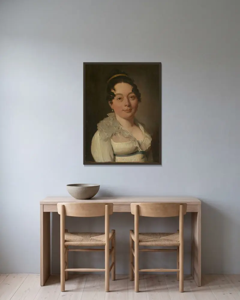 Porträtt av en kvinna av Louis-Léopold Boilly inramad på en vägg