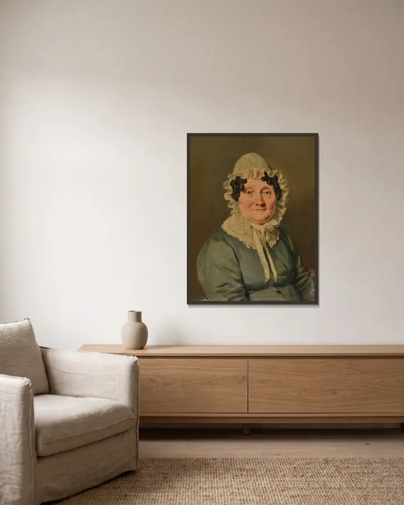 Bildnis einer Frau, traditionell Anne-Nicole-Apolline Pelée genannt von Louis-Léopold Boilly gerahmt an einer Wand