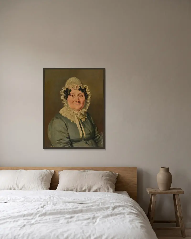 Bildnis einer Frau, traditionell Anne-Nicole-Apolline Pelée genannt von Louis-Léopold Boilly gerahmt an einer Wand