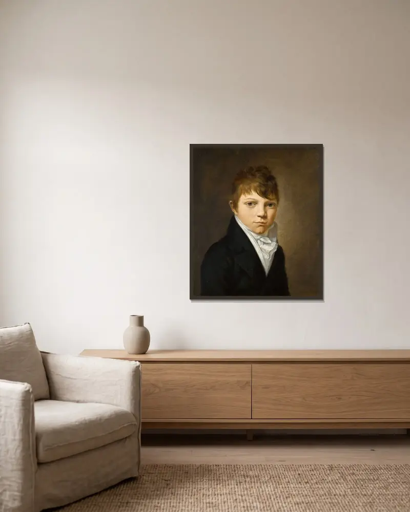 Porträt eines jungen Jungen von Louis-Léopold Boilly gerahmt an einer Wand