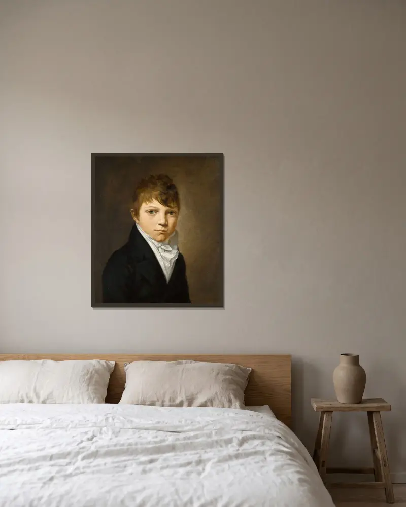 Porträt eines jungen Jungen von Louis-Léopold Boilly gerahmt an einer Wand