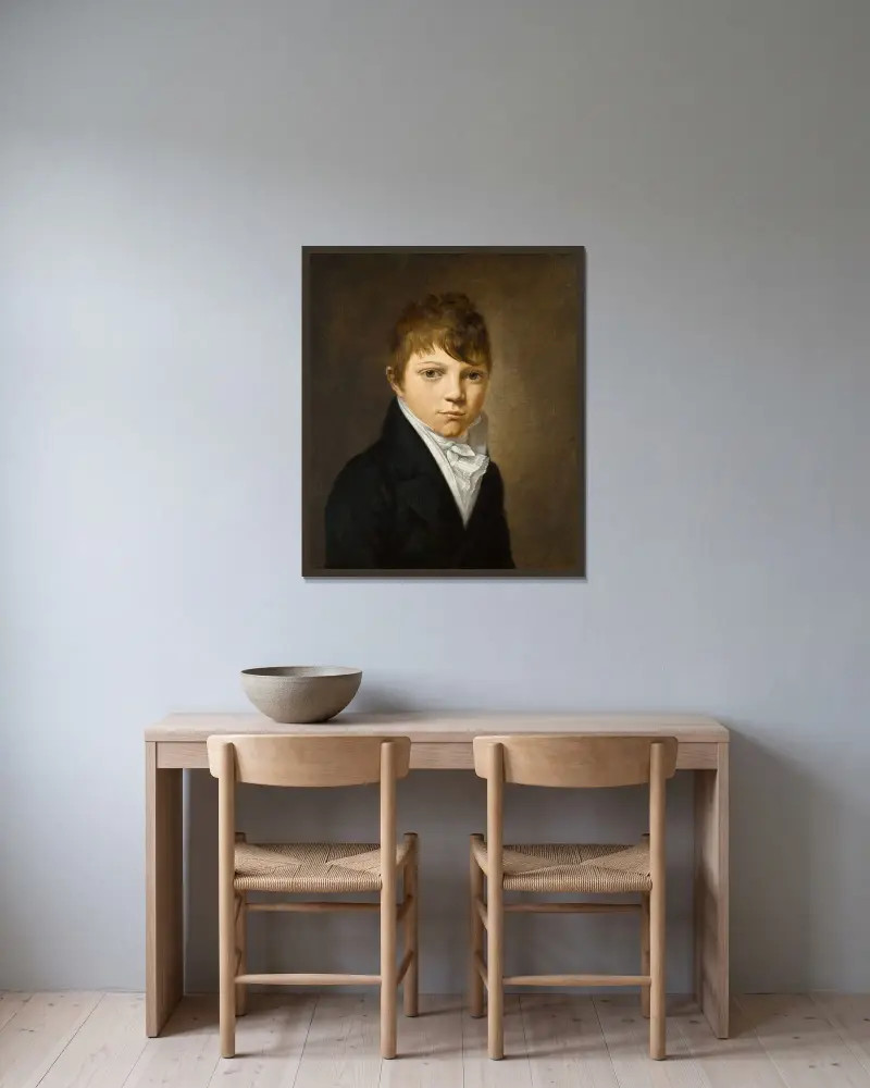 Porträt eines jungen Jungen von Louis-Léopold Boilly gerahmt an einer Wand