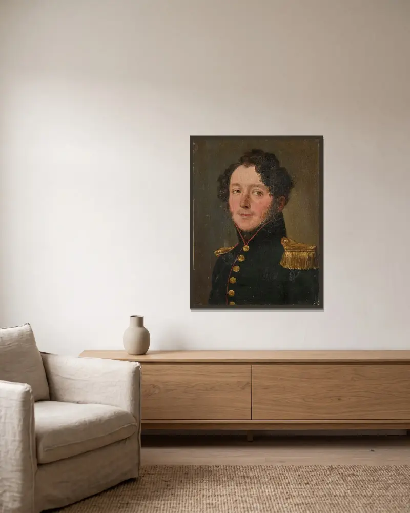 Porträtt av en artillerikapten av Louis-Léopold Boilly inramad på en vägg