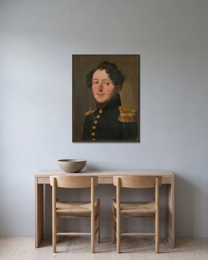 Porträtt av en artillerikapten av Louis-Léopold Boilly inramad på en vägg