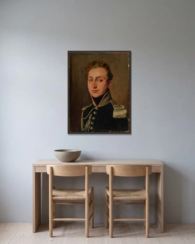 Porträtt av Hilaire-Henry Laisné av Louis-Léopold Boilly inramad på en vägg