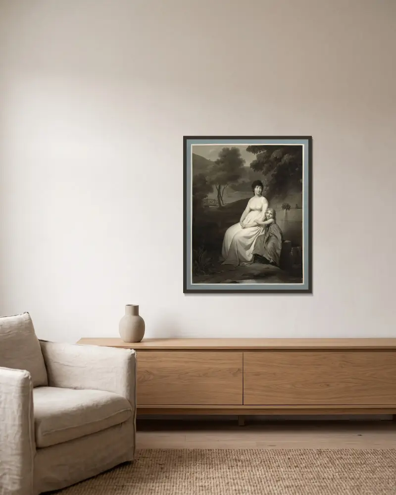 Portret Madame Tallien i jej córki w parku, Louis-Léopold Boilly w ramie na ścianie