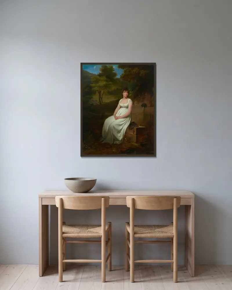 Porträtt av Madame Tallien av Louis-Léopold Boilly inramad på en vägg