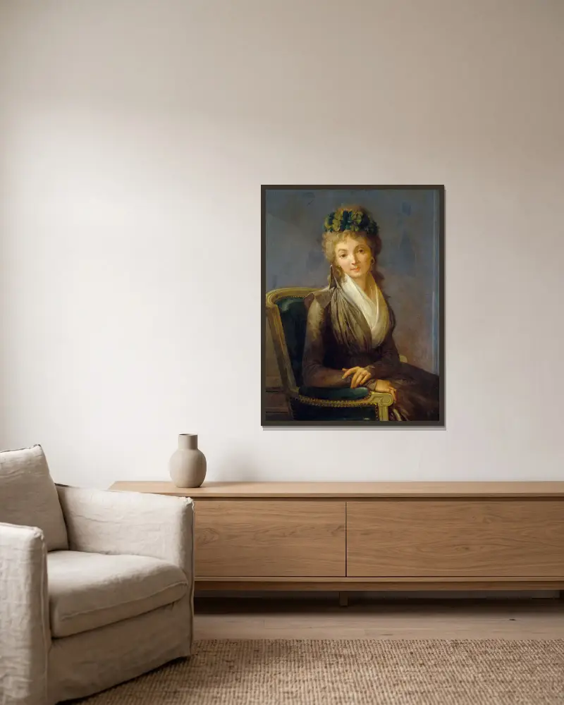 Portrait présumé de Lucile Desmoulins av Louis-Léopold Boilly inramad på en vägg