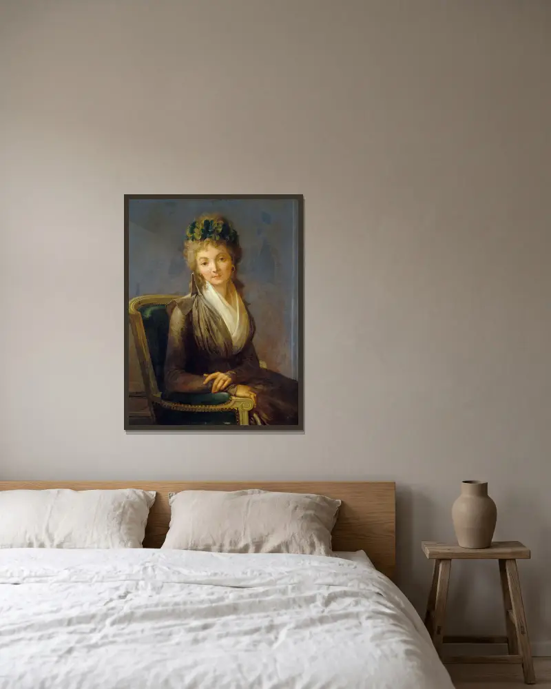 Portrait présumé de Lucile Desmoulins av Louis-Léopold Boilly inramad på en vägg