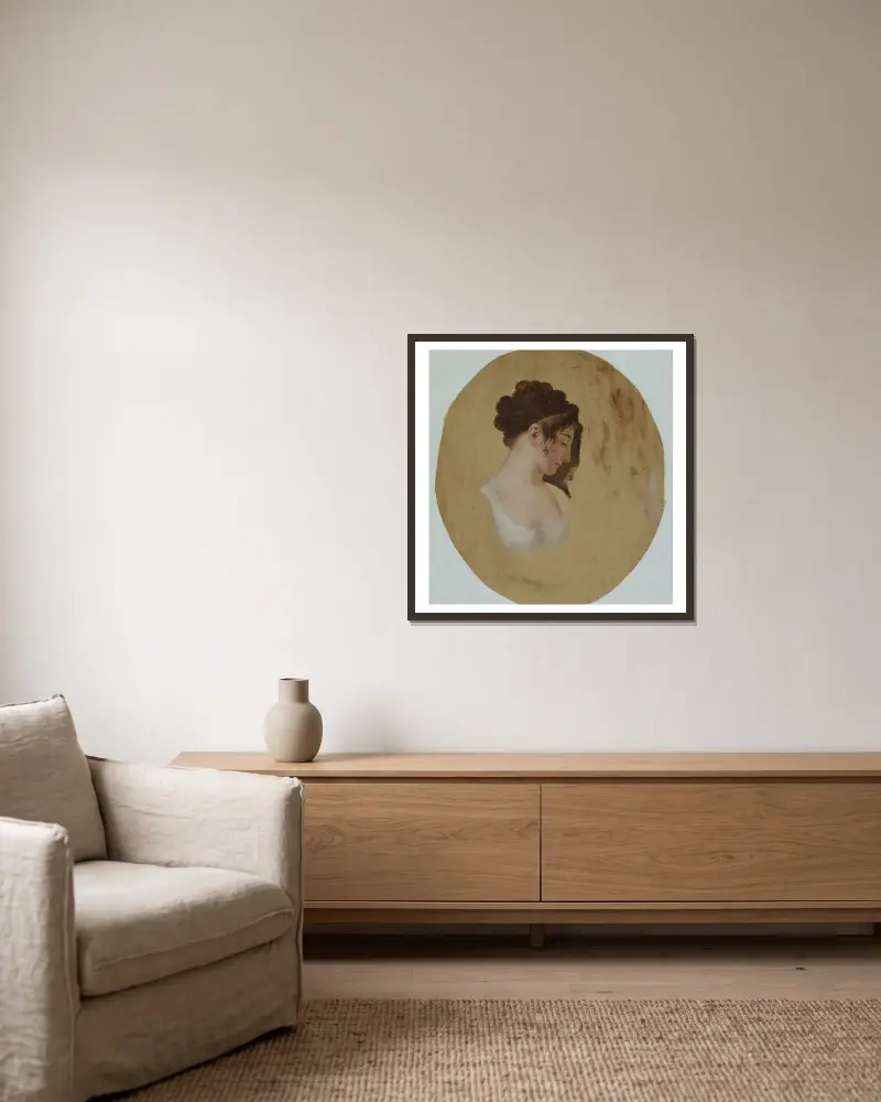 Profile of a Young Woman’s Head av Louis-Léopold Boilly inramad på en vägg