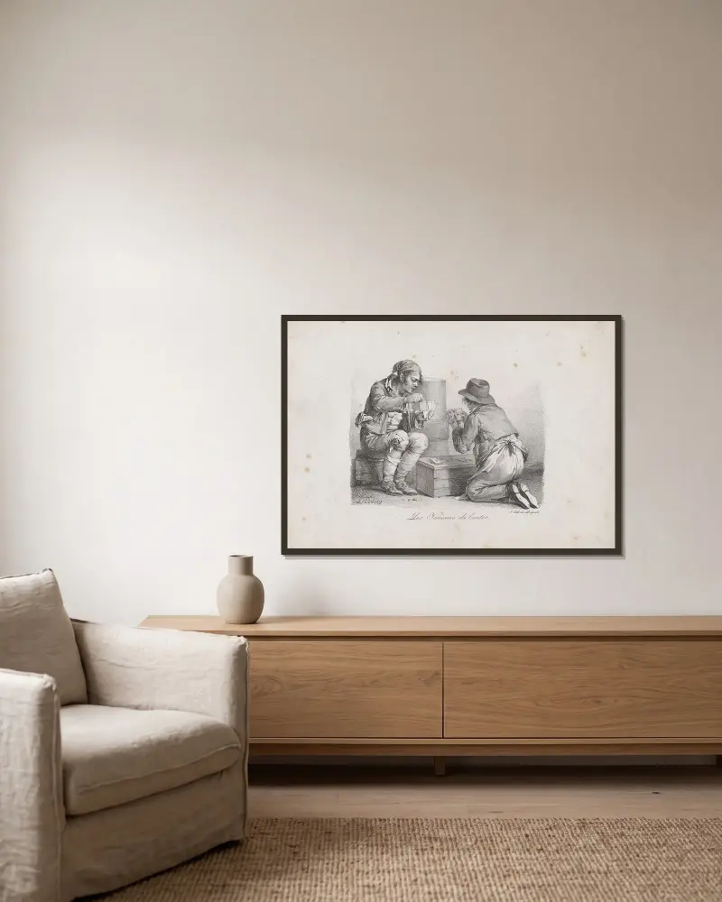 Die Kartenspieler von Louis-Léopold Boilly gerahmt an einer Wand