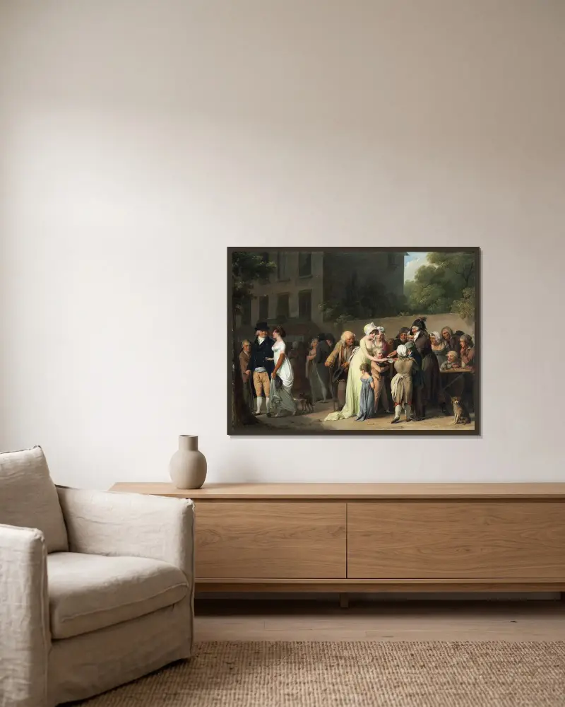 Der Falschspieler auf dem Boulevard von Louis-Léopold Boilly gerahmt an einer Wand