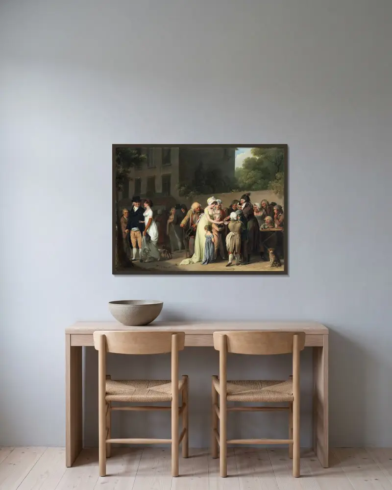 Der Falschspieler auf dem Boulevard von Louis-Léopold Boilly gerahmt an einer Wand