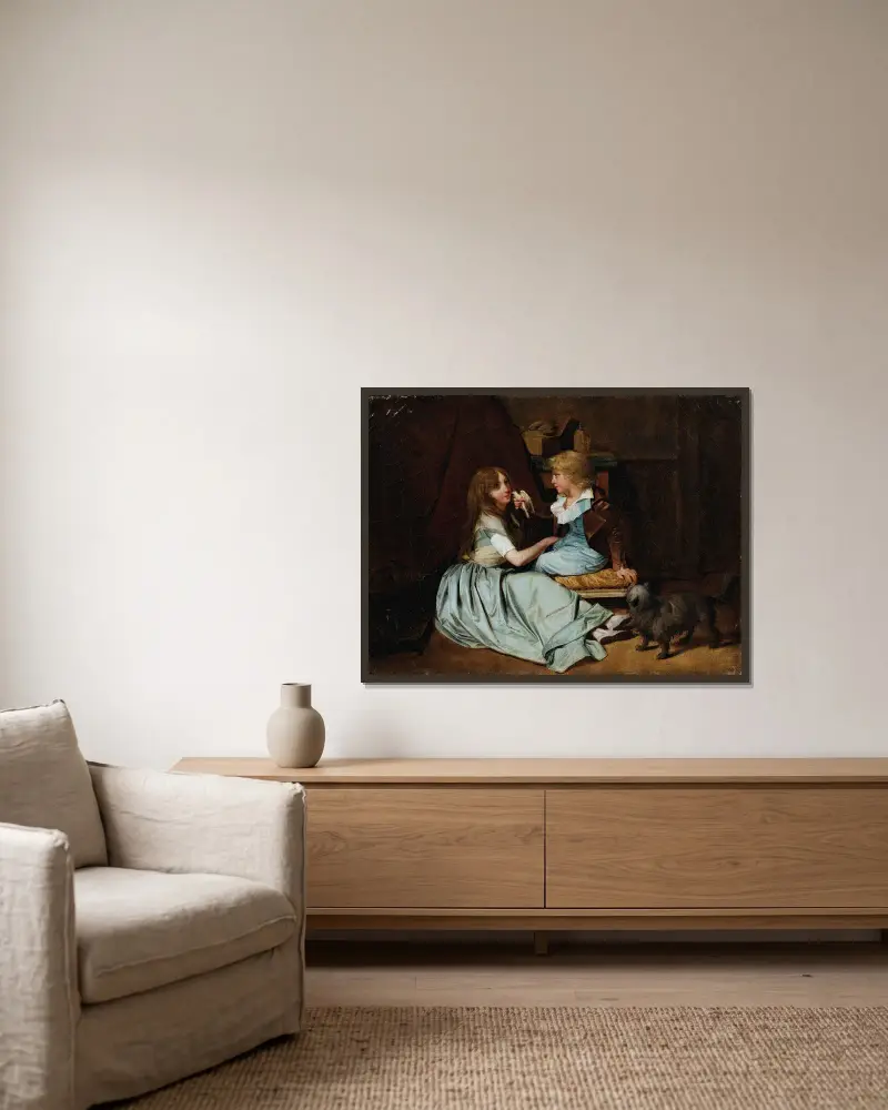 Die geliebte Taube von Louis-Léopold Boilly gerahmt an einer Wand