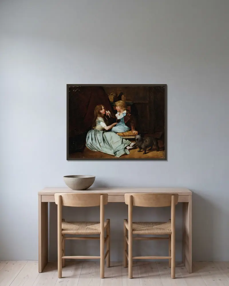 Die geliebte Taube von Louis-Léopold Boilly gerahmt an einer Wand