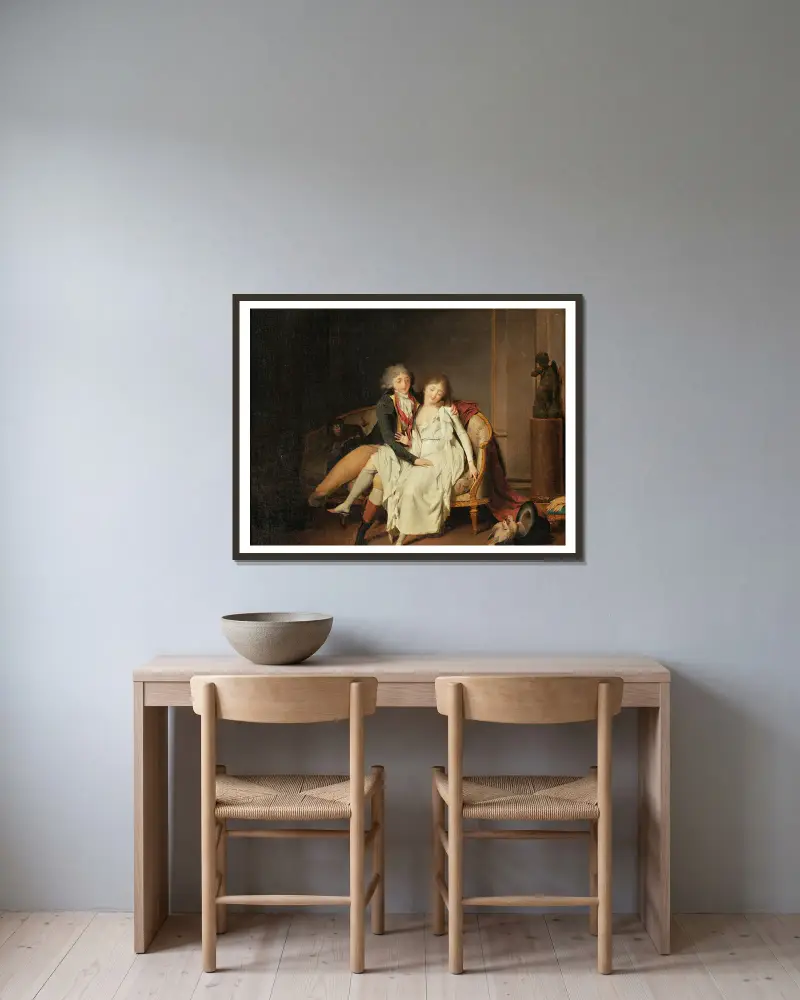 The lesson of conjugal union av Louis-Léopold Boilly inramad på en vägg