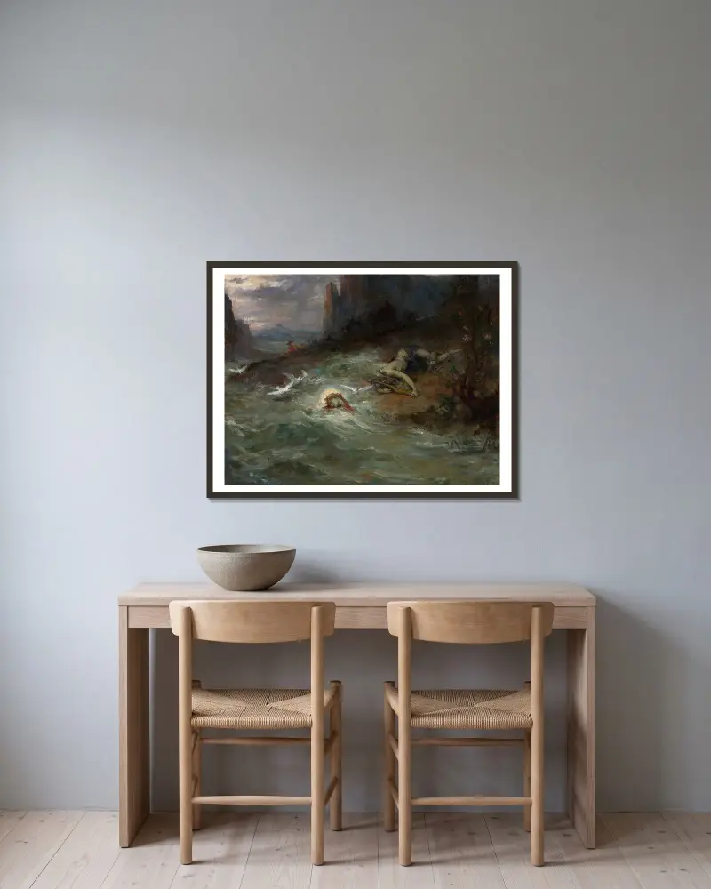 The Death of Orpheus av Henri Leopold Lévy inramad på en vägg