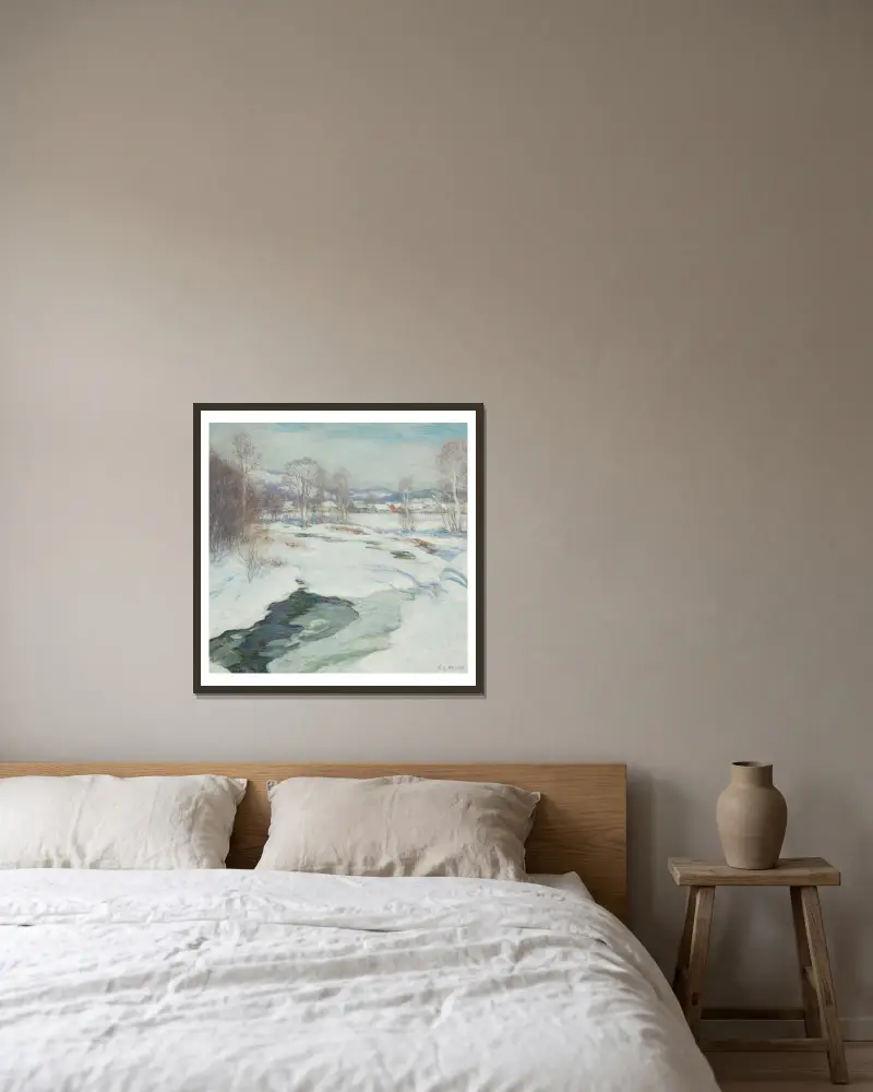 Zamrzlý potok, Willard Leroy Metcalf v rámu na stěně