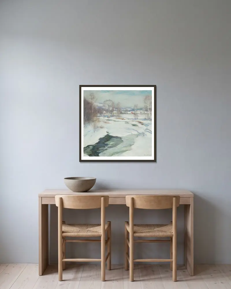 Zamrzlý potok, Willard Leroy Metcalf v rámu na stěně
