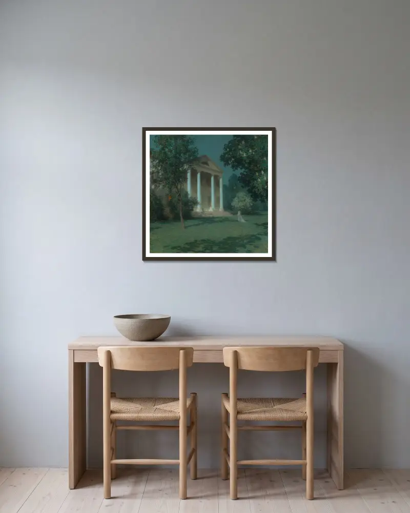 Májová noc, Willard Leroy Metcalf v rámu na stěně